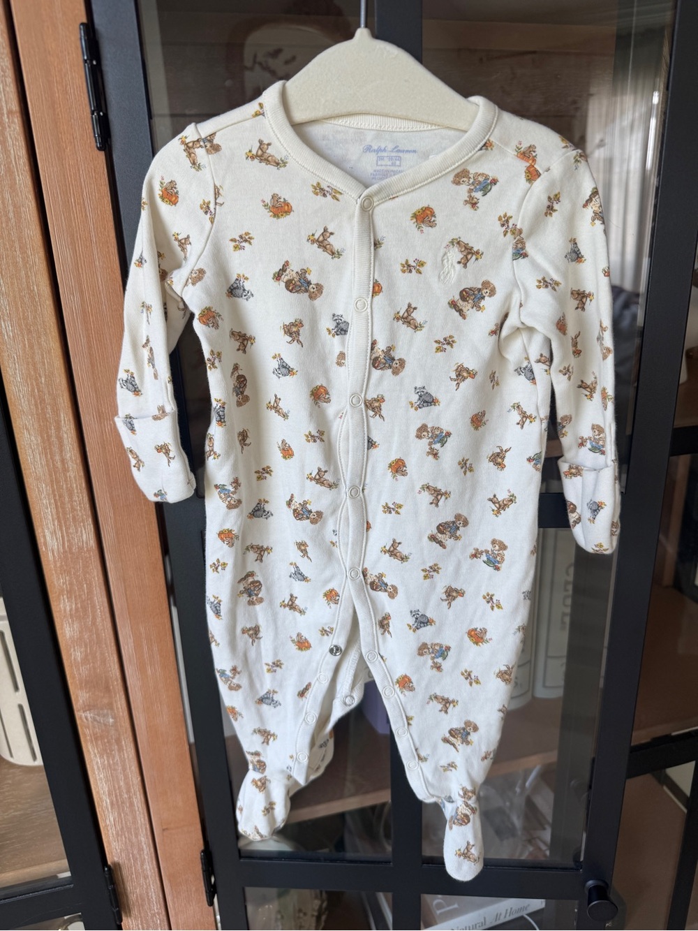 Ralph Lauren footies Polo teddy Bear Cotton Coverall forest critters baby girl